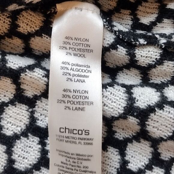 Chico's Women's Size 2 Polka Dot Button up Cardigan Top Black and White Coverup - Picture 8 of 16